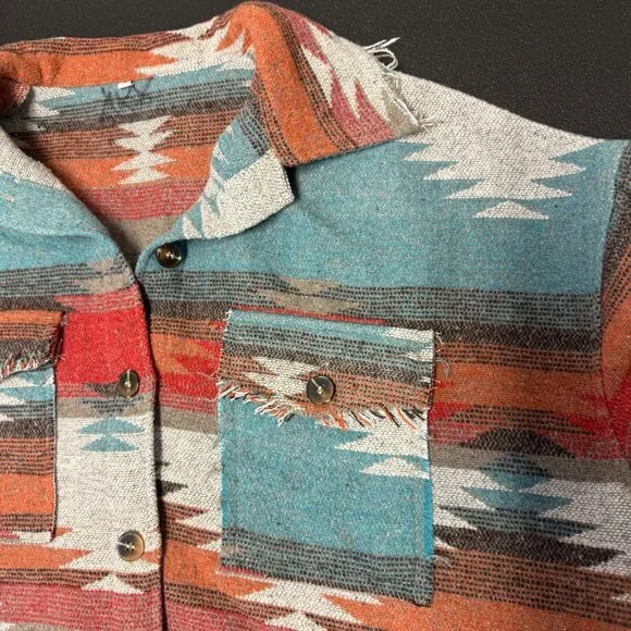 Southwestern Style Button-Up Jacket Shacket Oversized Women’s size Large - Picture 7 of 10